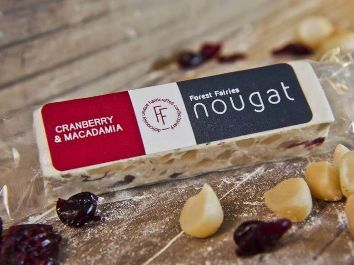 Cranberry and macadamia nougat