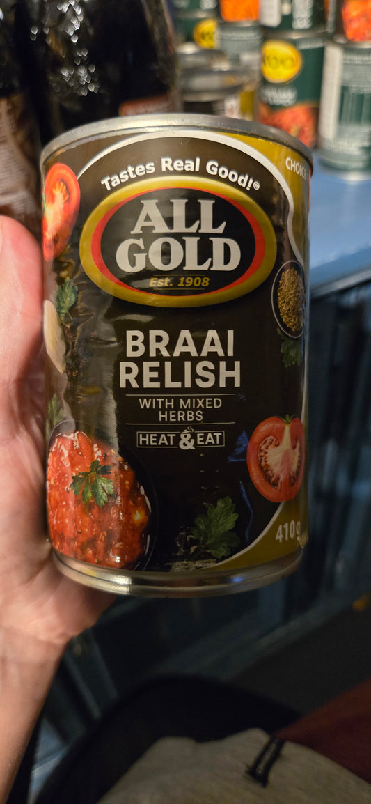 All Gold Tomato & Onion Braai relish with mixed Herbs, 410g